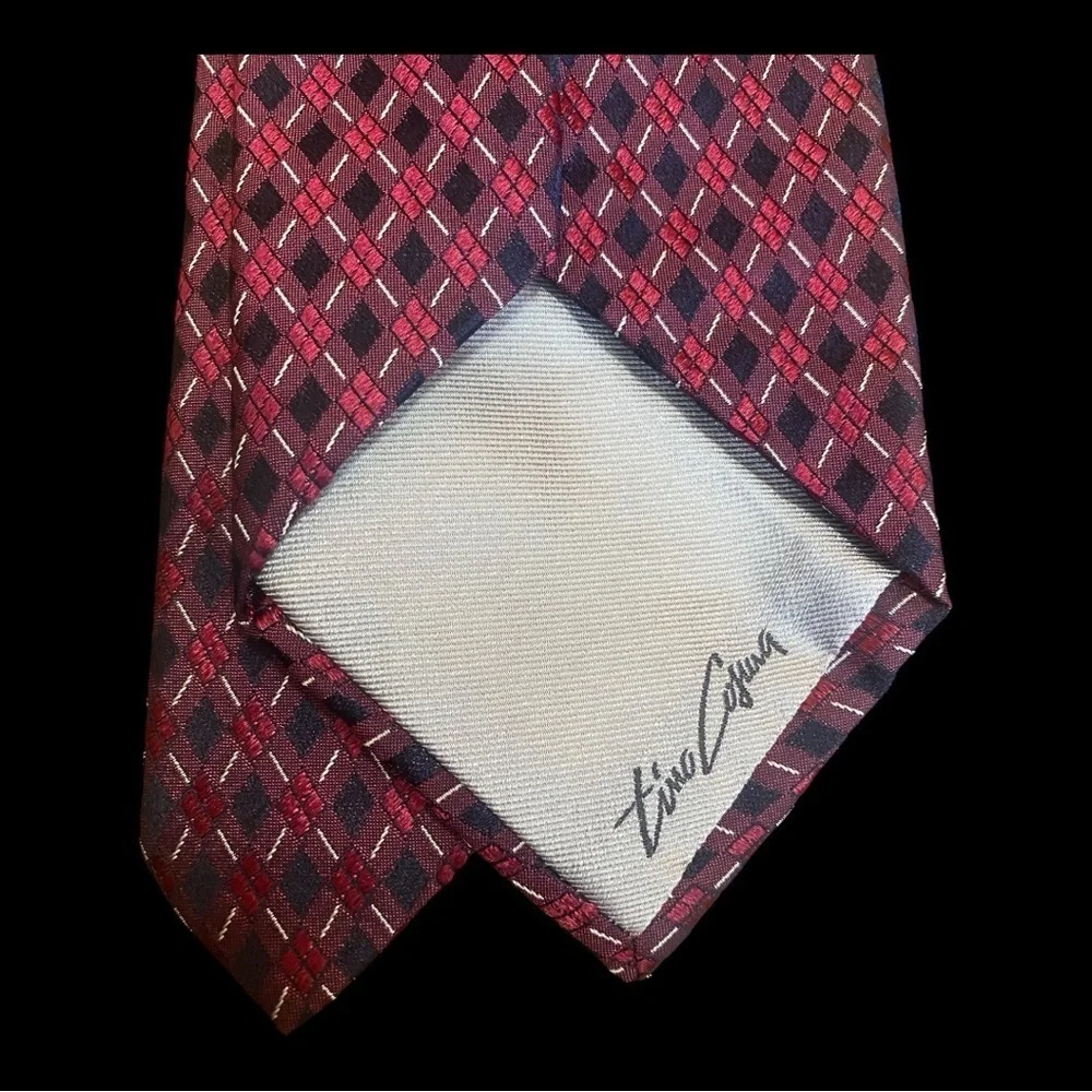 Tino Cosma Elegant Blue and Red Geometric Print 100% Silk Men's Tie